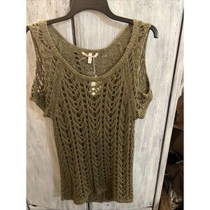 Victoria Secret Cold Shoulder Netted Sweater Sm Y2K Cottage Core Boho NWT